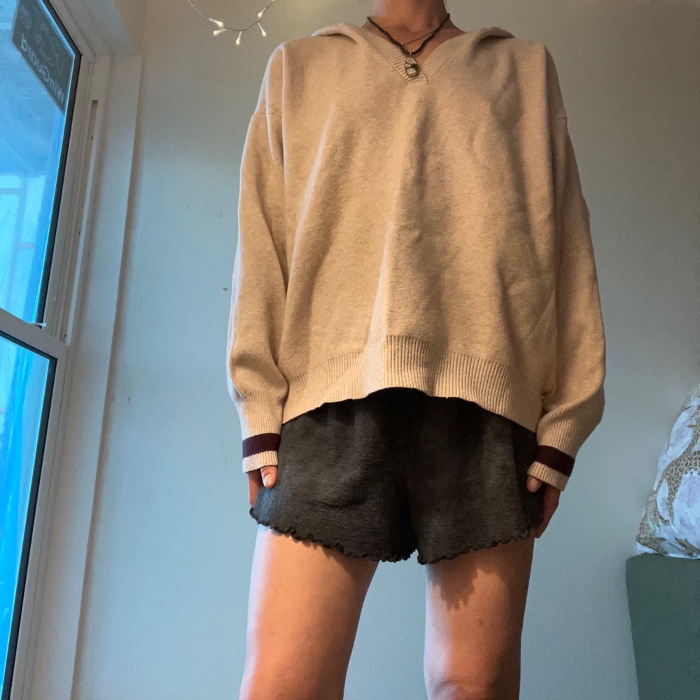 Anthropologie light pink sweater with hood